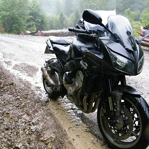 Rainy day on a Romanian muddy road